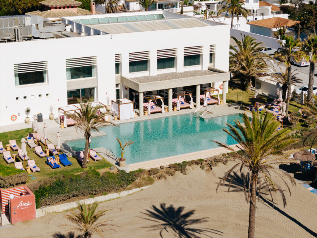 aerial view of a beach club