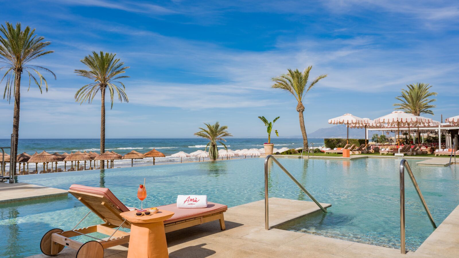 Poolside food at Amu Beach Club in Marbella
