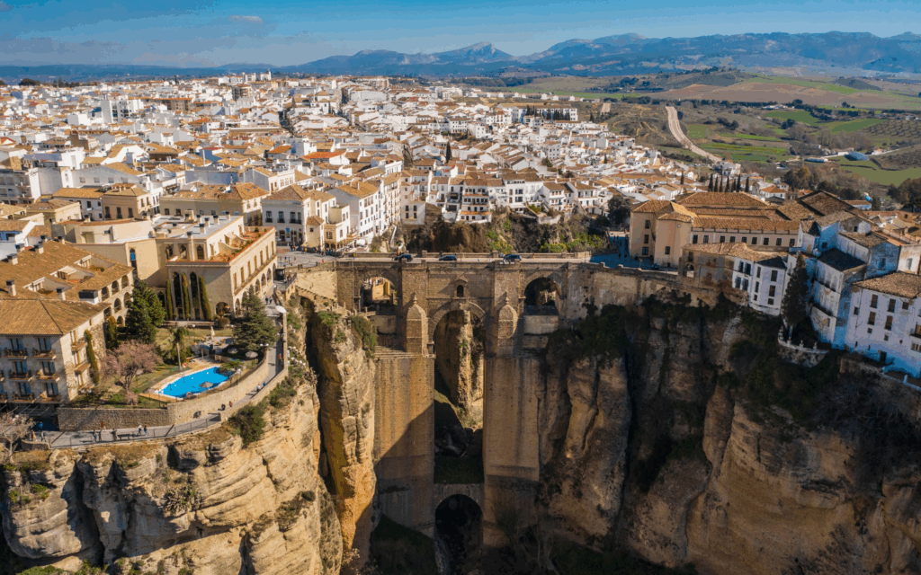 An aerial view of Ronda old town 