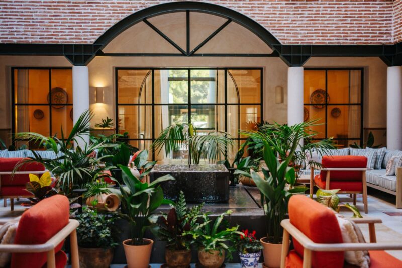 indoor bar and lounge at a hotel