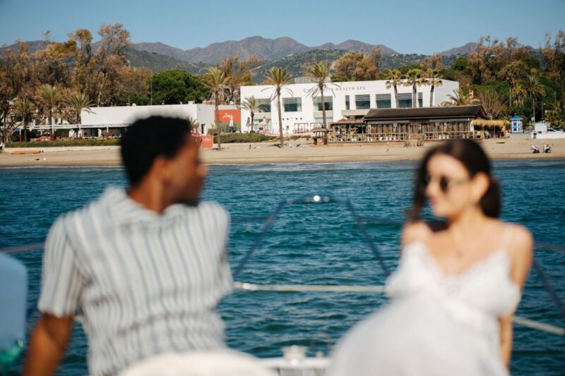 couple on a yacht in the sea
