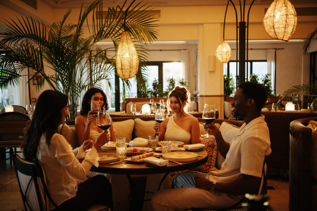 group dining in a hotel restaurant